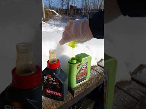 Видео: Motul X-clean 5w30 vs Liqui Moly Molygen 5w30 при -25 зимой