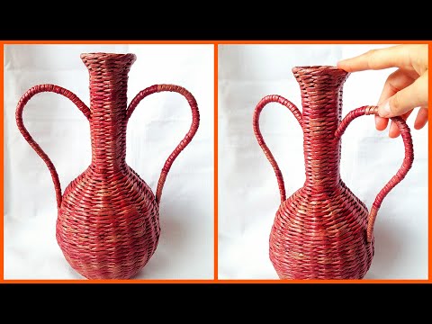 Видео: Плетение кувшина с ручками из газетных трубочек! Подробный МК!