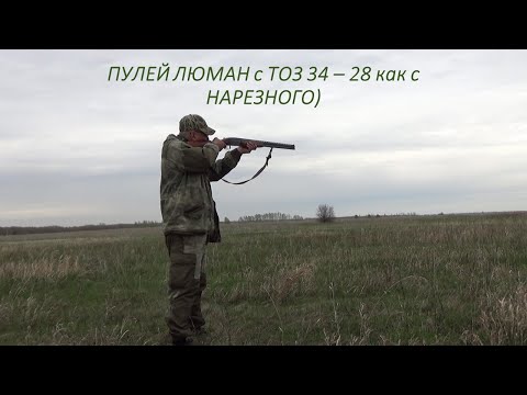 Видео: Пулей Люман с ТОЗ 34 - 28 как с  НАРЕЗНОГО) Отстрел пулевых и дробовых 4/0