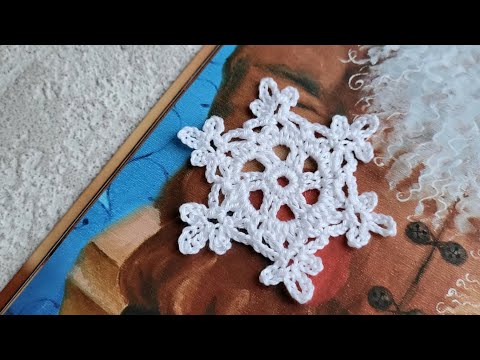Видео: мк: в'язана СНІЖИНКА гачком,  проста схема