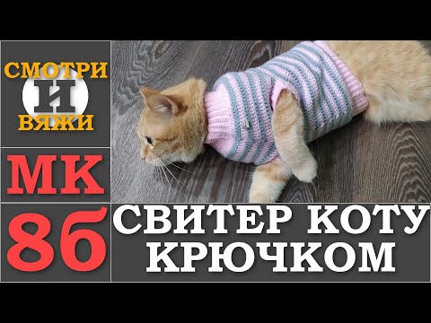 Видео: СВИТЕР 👕 ДЛЯ КОТА 😺 КРЮЧКОМ 8б МК видео в 2к разрешении