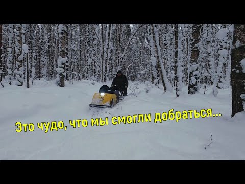 Видео: Мотобуксировщик пробирается по сугробам - а в начале надежд не было