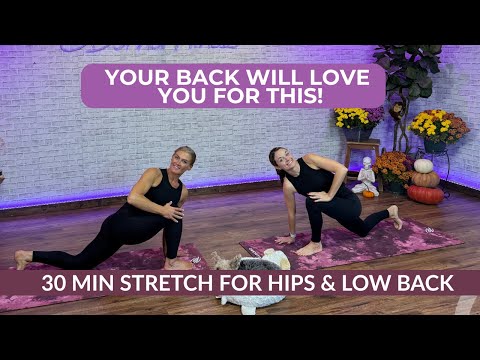 Видео: 👉 30-минутная растяжка поясницы и бёдер | Подвижность и расслабление для снятия напряжения