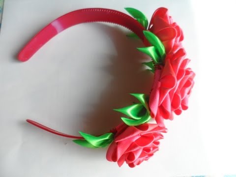 Видео: hand made Как сделать ободок с розами  Канзаши роза
