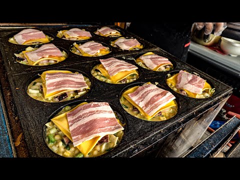 Видео: 16 ингредиентов? Окономияки, которая полна ингредиентов. Уличная еда в Кореи