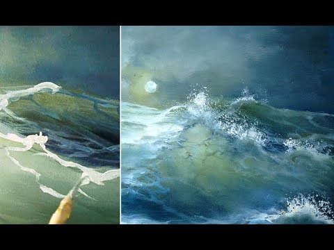 Видео: Рисование акрилом. морская волна акриловыми красками Meerlandschaft  mit Acryl Seascape in Acrylic