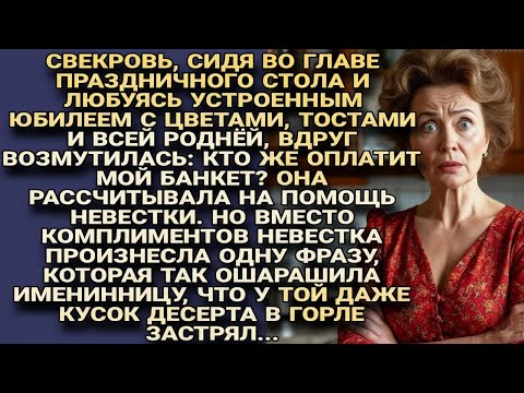 Видео: Свекровь на юбилее потребовала оплату от невестки, но её ответ застопорил десерт в горле...