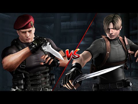 Видео: Леон против Краузера Knife Fight | Все бои с боссами Джека Краузера | Resident Evil 4