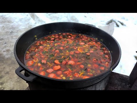 Видео: СОЛЯНКА сборная МЯСНАЯ в Казане на Костре.