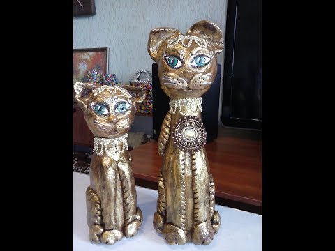 Видео: Кошки из соленого теста (на бутылке)