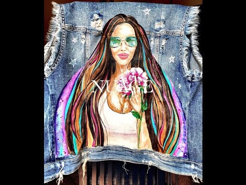 Видео: Роспись на джинсовой жилетке