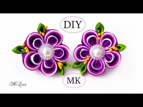 Видео: Резинки канзаши, МК / Простые канзаши / DIY Scrunchy with Kanzashi flower