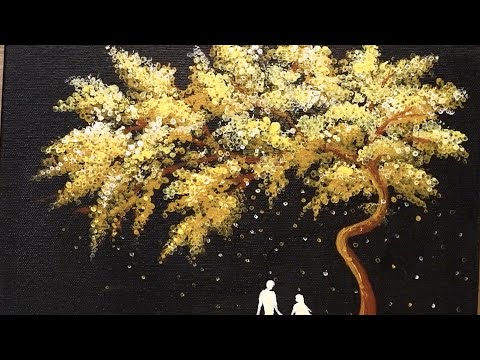 Видео: Наши воспоминания # 499 / Акриловая картина на черном холсте