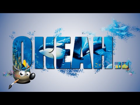 Видео: Гимп. Эффект наложения изображения на текст и под него.