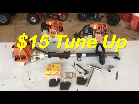 Видео: Как настроить газонокосилку Stihl FS 90, 100 и 110 4 Mix Weedeater — проверьте зазор клапана