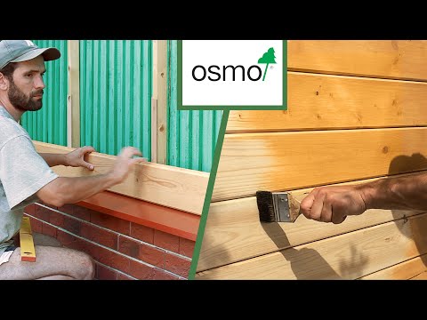 Видео: Монтаж имитации бруса. Покраска фасада дома немецким маслом OSMO Holzschutz Öl-Lasur