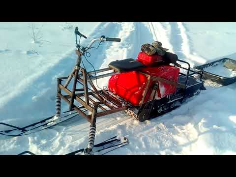 Видео: Обзор самодельного лыжного модуля, мотобуксировщик форза 15.