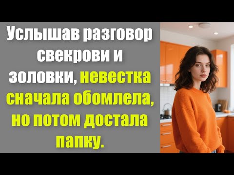 Видео: Услышав разговор свекрови и золовки, невестка сначала обомлела, но потом достала папку.