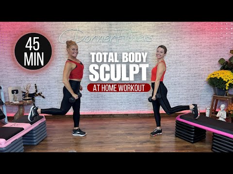 Видео: 👉 45-минутная тренировка для всего тела | Гантели + скамья (или степ) для силы и рельефа 💪