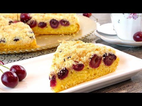 Видео: 🍒Нежный летний пирог с вишней или черешней с хрустящей крошкой!