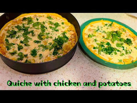 Видео: Тауық еті мен картоп қосылған киш. Киш с курицей и картошкой. Quiche with chicken and potatoes.