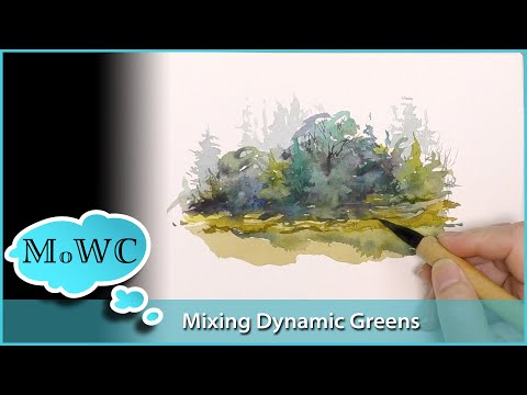 Видео: Смешивание динамичных оттенков зелёного в акварели – с моим 10-цветным набором акварелей М. Грэма