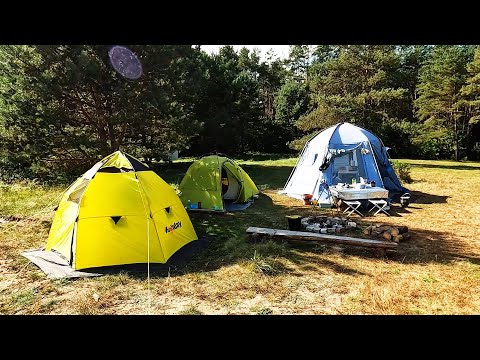 Видео: Сямёра вандроўшчыкаў на рачным беразе. Лоўля спінінгам у цікавай мясціне
