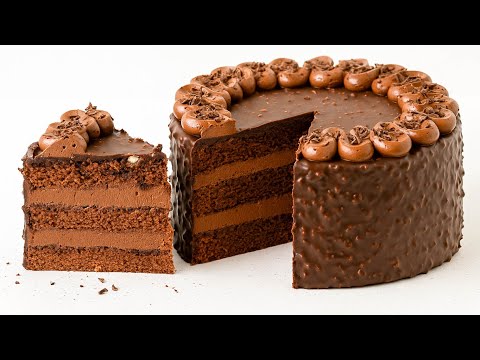 Видео: Мега ШОКОЛАДНЫЙ торт с глазурью Роше - без желатина, сливок и творожного сыра / шоколадный бисквит