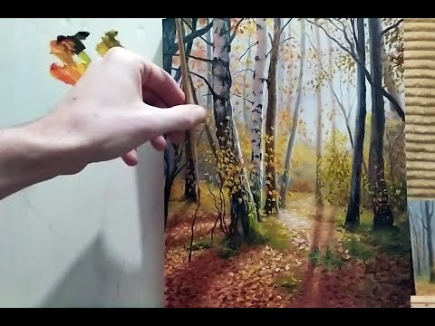 Видео: Объем и свет в картине|как нарисовать осенний пейзаж #живопись #art #уроки