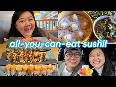 Видео: попробовать суши «ешь сколько сможешь» 🍣 в Ист-Бэй, гавайский лёд 🍧 + шопинг в аутлетах! 🛍️