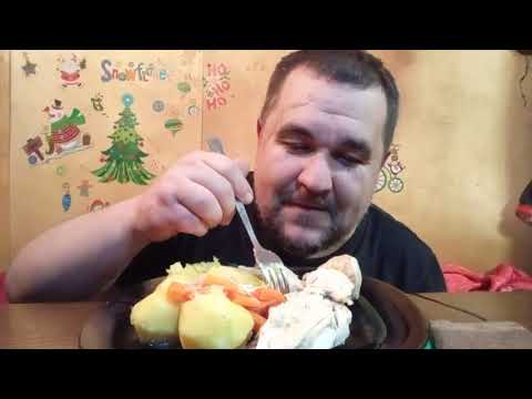 Видео: Обжор - тушеная курица в казане с овощами и дымком