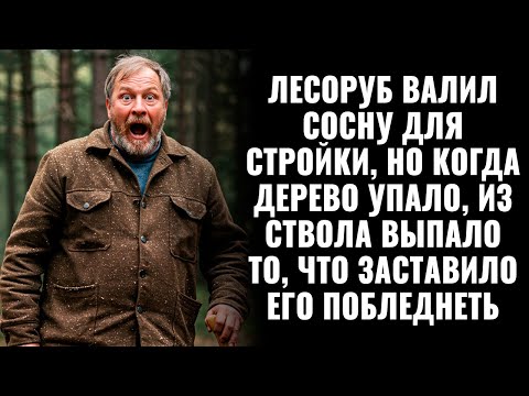 Видео: Лесоруб валил сосну, но когда дерево упало, из ствола выпало то, что заставило его побледнеть