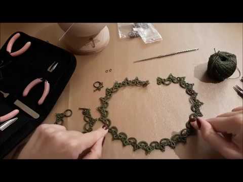 Видео: Колье, фриволите иглой. Frivolité, tatting, needle tatting