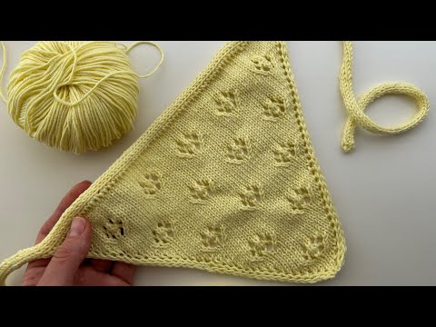 Видео: Стильная КОСЫНКА спицами на любой размер. Подробный мастер-класс. Ажурная косынка спицами.