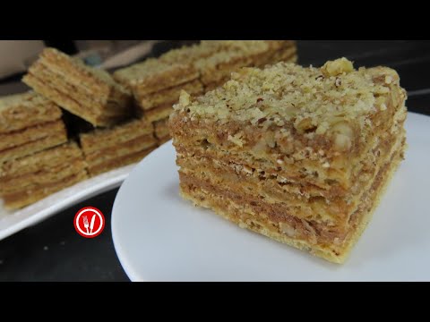 Видео: Делаем красивые вафельные коржи с грецкими орехами - Рецепт