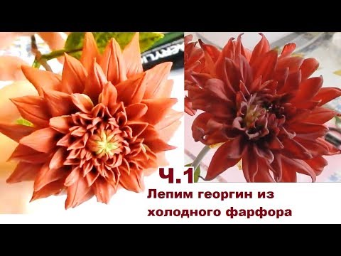 Видео: Георгин из холодного фарфора, мастер класс, часть 1