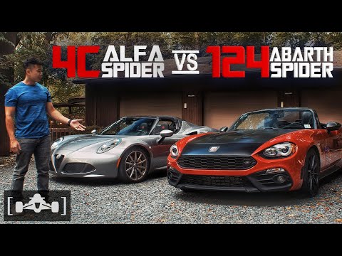 Видео: Сравнительный обзор Abarth 124 Spider и Alfa Romeo 4C Spider | Соперничество итальянских братьев