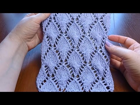 Видео: Узор "Ажурные листики" спицами + схема. Knitting pattern "An openwork leaves" + scheme.