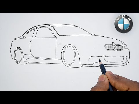 Видео: Рисунок автомобиля BMW M3 E92 ||Как нарисовать BMW