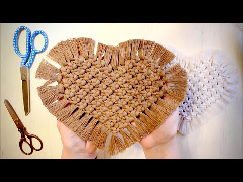 Видео: Подставка под горячее - сердечко из квадратных узлов