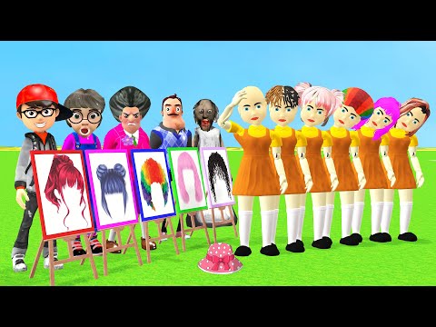 Видео: Игра «Страшная учительница 3D против кальмара»: рисуем причёску для девушки-кальмара: красота или...