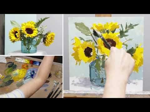 Видео: ДЕМОНСТРАЦИЯ МАСЛЯНОЙ ЖИВОПИСИ — ПОДСОЛНУХИ: советы и приёмы для натюрморта с Клэр Боуэн