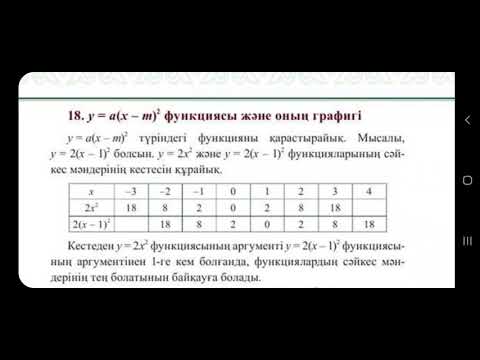 Видео: 8-сынып. квадраттық функция. y=a(x-m)^2.