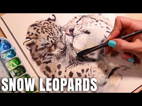 Видео: Урок по рисованию акварелью снежного барса