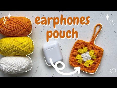 Видео: Вязаный крючком чехол для наушников в стиле «бабушкин квадрат» | видеоурок для начинающих