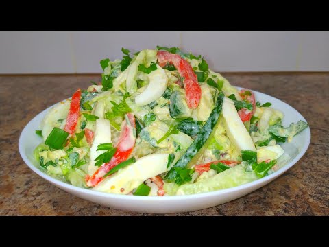 Видео: Салат ОБЪЕДЕНЬЕ из Молодой Капусты со Вкусным Соусом!