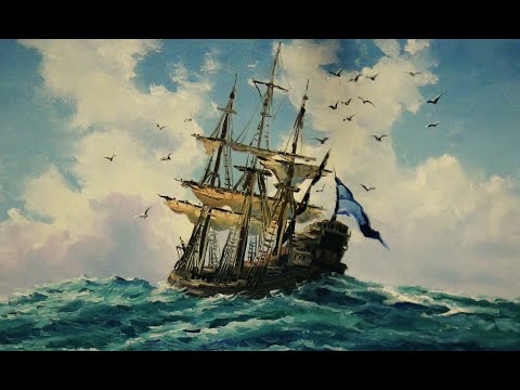 Видео: 💗 Морской пейзаж, рисуем парусник на гребне волны, чаек. Художник преподаватель Александр Григорьев
