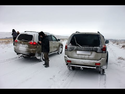 Видео: Сравнение Pajero Sport 1 vs Pajero Sport 2 на оффроаде в снежной каше. Бензин или дизель.