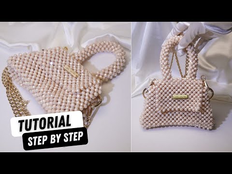 Видео: Мастер-класс по созданию кристальной сумки | Как сделать сумочку из бисера бежевого фарфора AB | ...