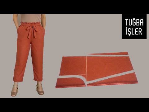 Видео: Как просто сшить укороченные брюки со сборкой на талии и сделать выкройку | Tuğba İşler